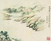 张之万 1874年作 江城春雨 立轴