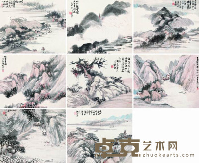 胡公寿 山川时雨册 册页 31×37cm×8