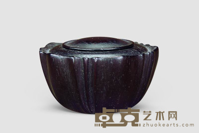 清 紫檀带盖水盂 6×3.5cm