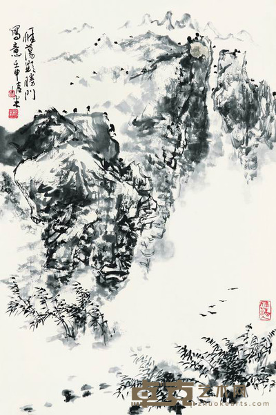 周沧米 1992年作 雁荡显胜门 立轴 68×45cm