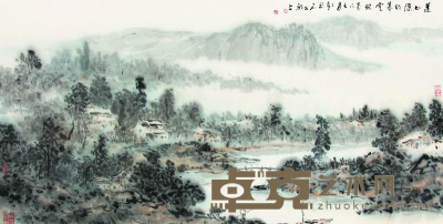 吴立民 2012年作 蓬山隐约暮云环 镜框 68×137cm