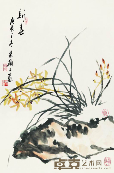 朱颖人 2000年作 新春 镜框 68.5×45cm