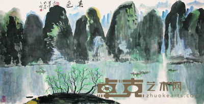肖峰 2000年作 春色 镜框 69×136cm