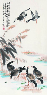 郑克明 1994年作 芦雁图 立轴