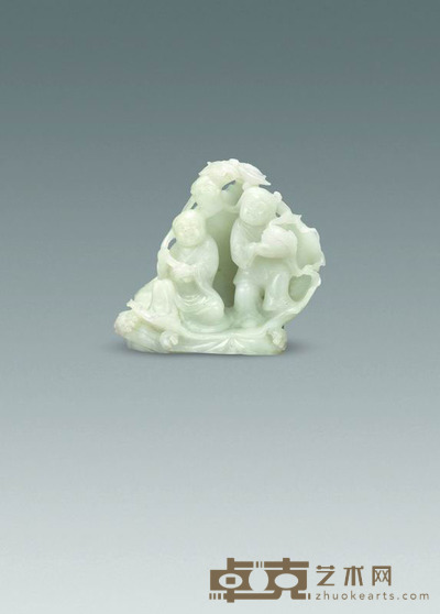 清代 荷合二仙白玉摆件 10×12cm