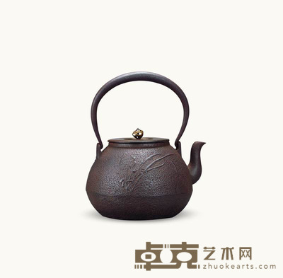 明治 安之介?兰纹铁壶 21×18cm