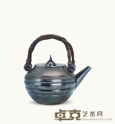 明治 三耳提梁式银壶 17×18cm