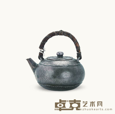 大正 一鹤斋铭银壶 14×15cm