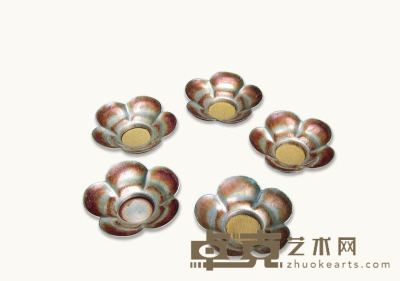 民国 锡制花瓣茶盏 （五只） 11×3cm×5