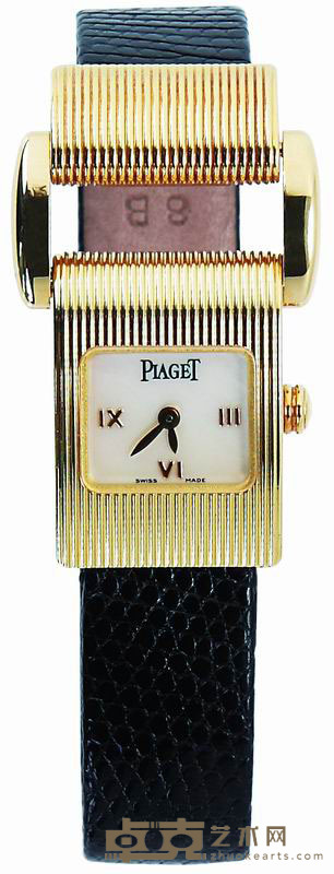 Piaget伯爵18K黄金嵌贝表盘皮带石英女表 周长15cm