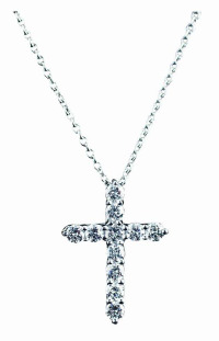 Tiffany&Co.蒂凡尼十字架镶钻铂金项链