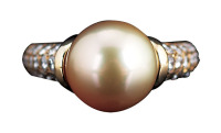 MIkIMOTO珍珠镶钻黄金戒指