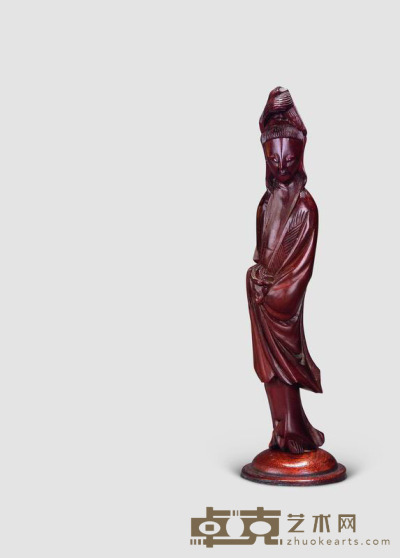 民国 黄杨木雕古朴观音立像摆件 高15.5cm