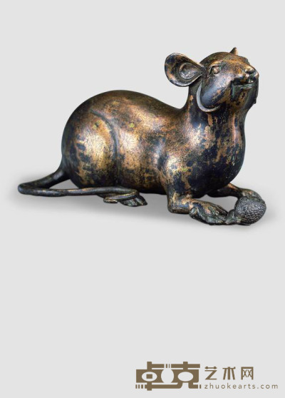 清 铜鎏金福鼠摆件 31×18cm