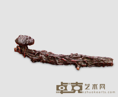 清 虬枝木雕如意摆件 长52cm