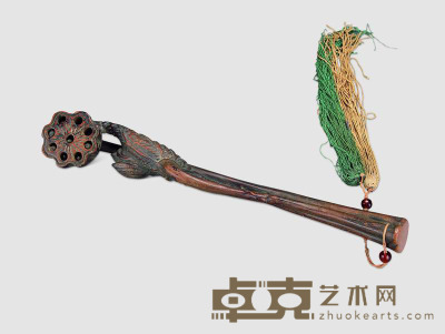 民国 黄杨木雕活籽莲蓬如意摆件 长34.5cm
