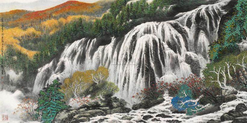 郑百重 登山人在画中游 镜心