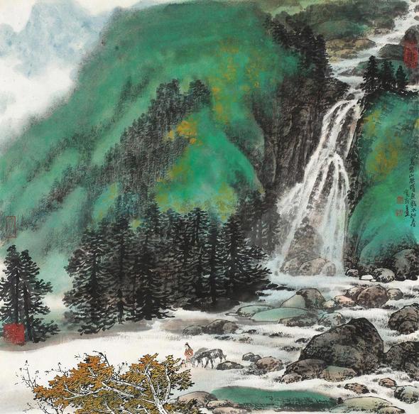 郑百重 鸟鸣山欲曙 镜心