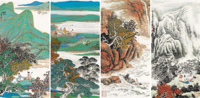 郑百重 琴棋诗画 （四帧） 镜心