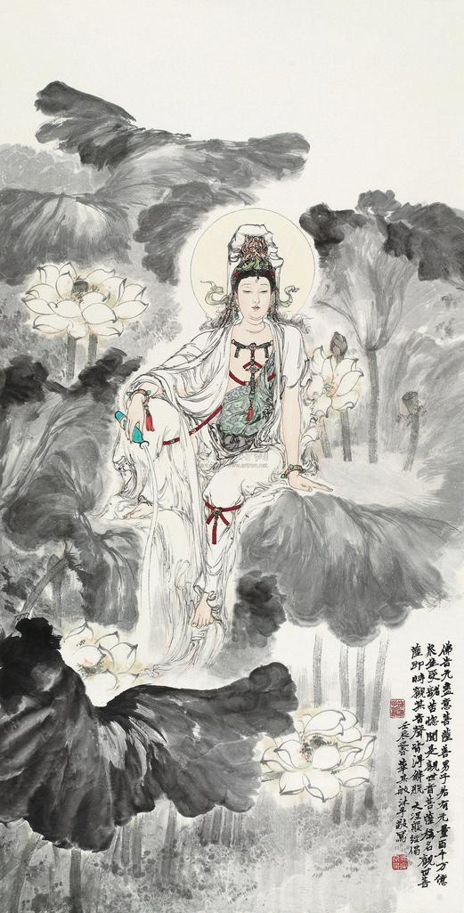 华其敏 2012年作 菩萨像 镜心