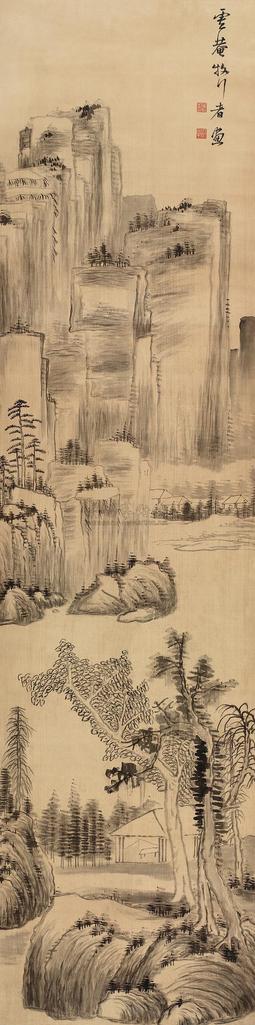 罗牧 溪山草堂 立轴