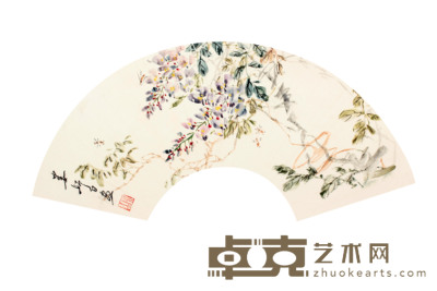 娄师白 花鸟扇面镜片 18×56
