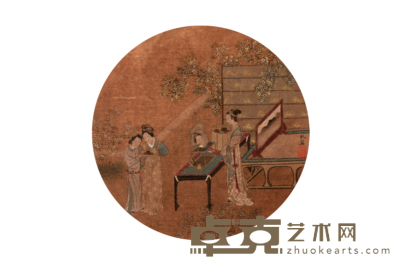 仇 英 人物扇面镜片 25×25