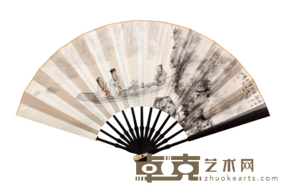 傅抱石 人物成扇 19×58