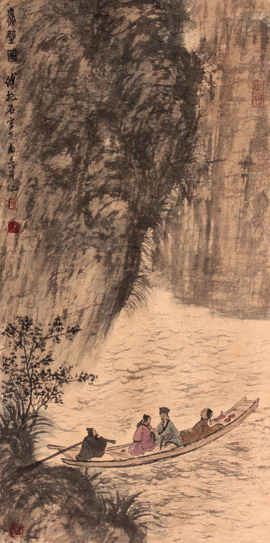傅抱石 山水人物立轴