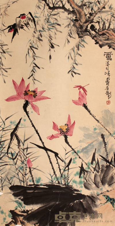 潘天寿 花卉立轴 132×66