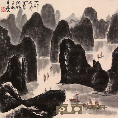 李可染 山水立轴 39×39