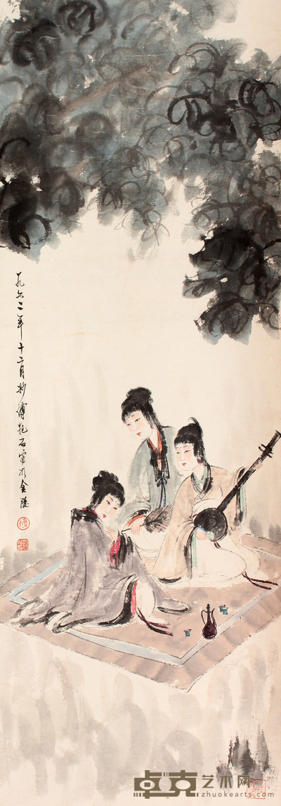 傅抱石 人物立轴 106×37