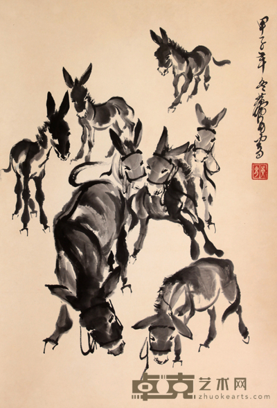 黄 胄 驴立轴 76×52