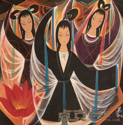 林风眠 人物立轴 68×67