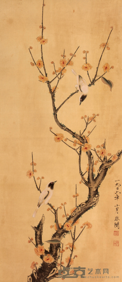 于非闇 花鸟立轴 102×44