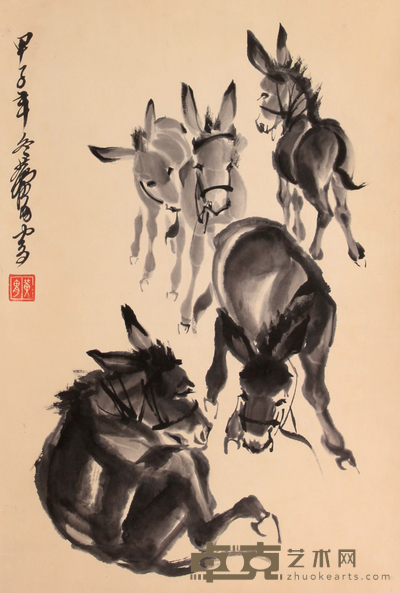 黄 胄 驴立轴 68×46