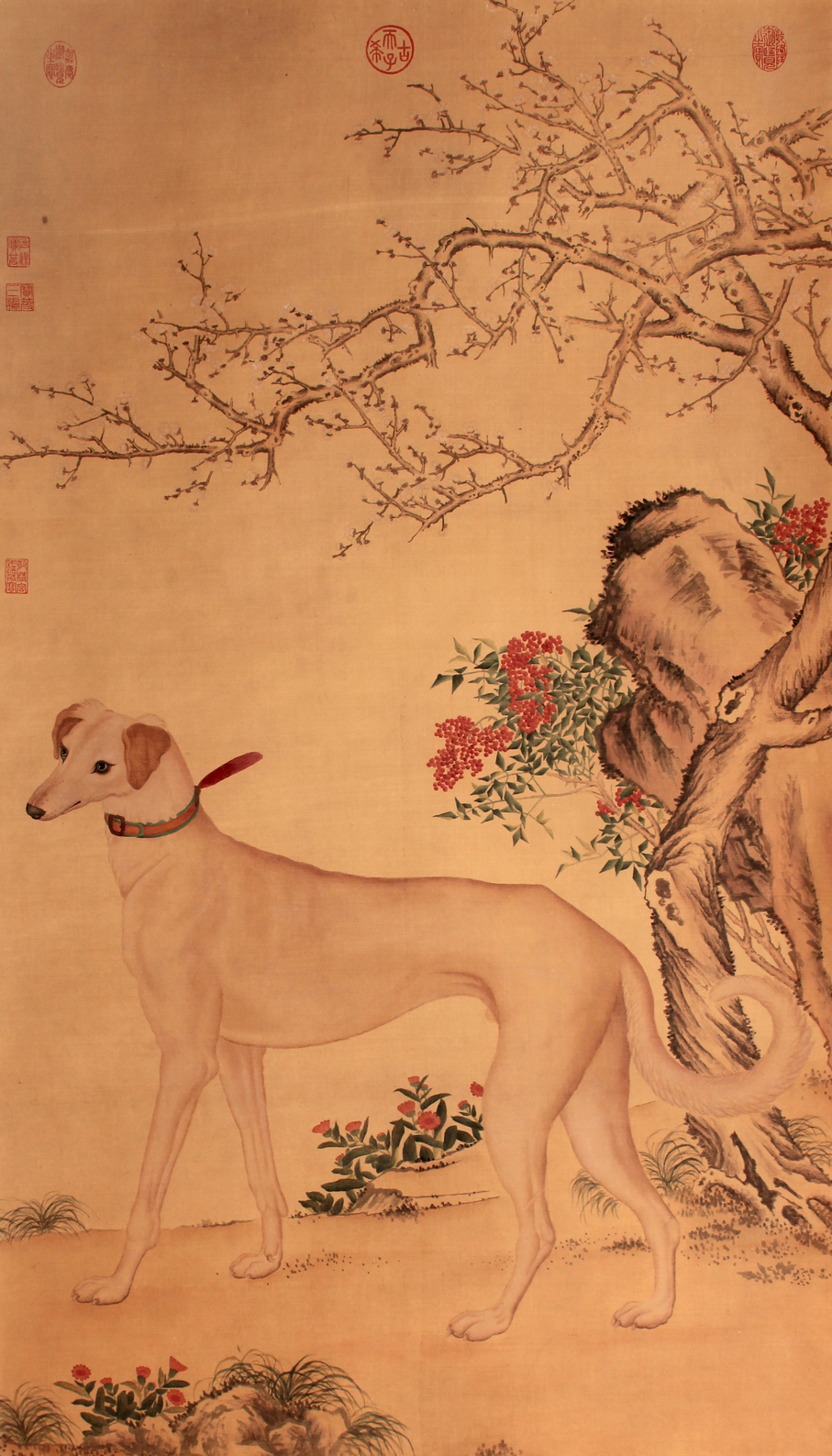 佚  名 狗立轴