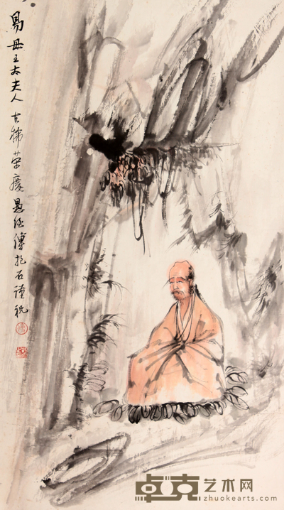 傅抱石 山水人物立轴 68×38