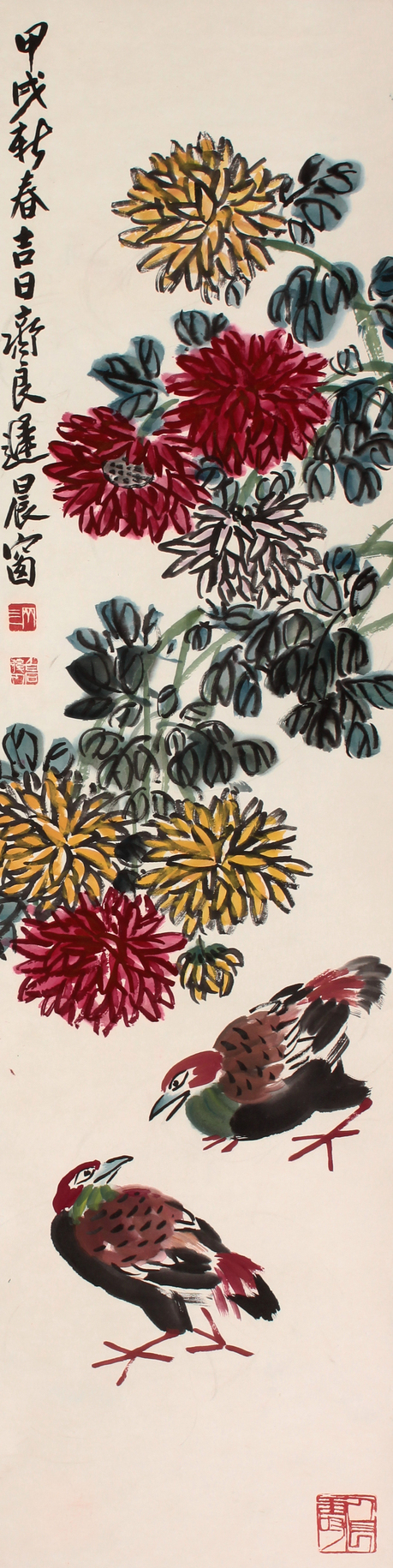 齐良迟 花鸟立轴