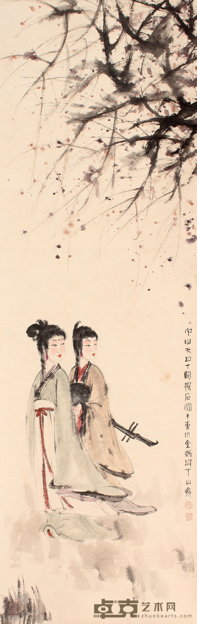 傅抱石 人物立轴 106×34