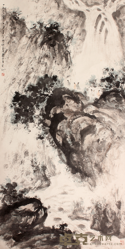 傅抱石 山水立轴 140×68