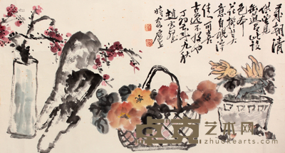 赵云壑 花卉镜片 45×83