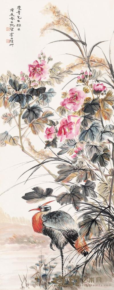 陆抑非 花鸟 立轴 136×54cm