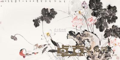 李云涛 夏池深处浴鸳鸯 镜心 136×68cm