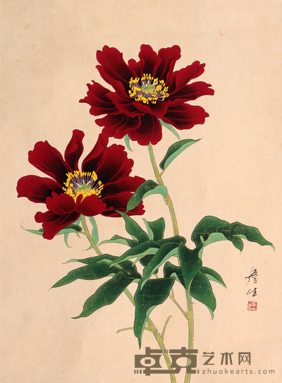 周彦生 花卉镜片 49×36