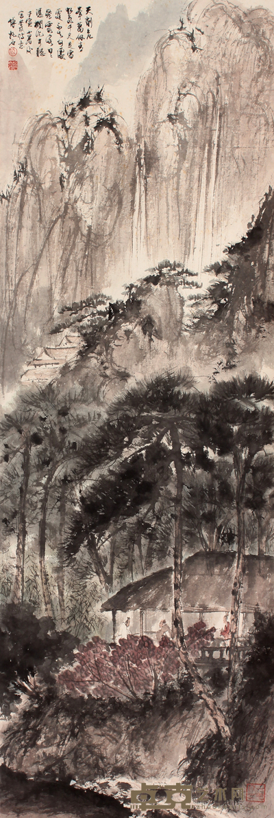 傅抱石 山水立轴 105×34