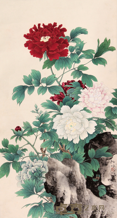 陆抑非 花卉立轴 83×45