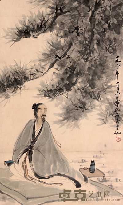 傅抱石 人物立轴 111×40