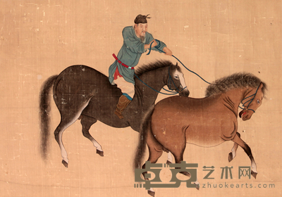 佚 名 奔马图镜片 38×54