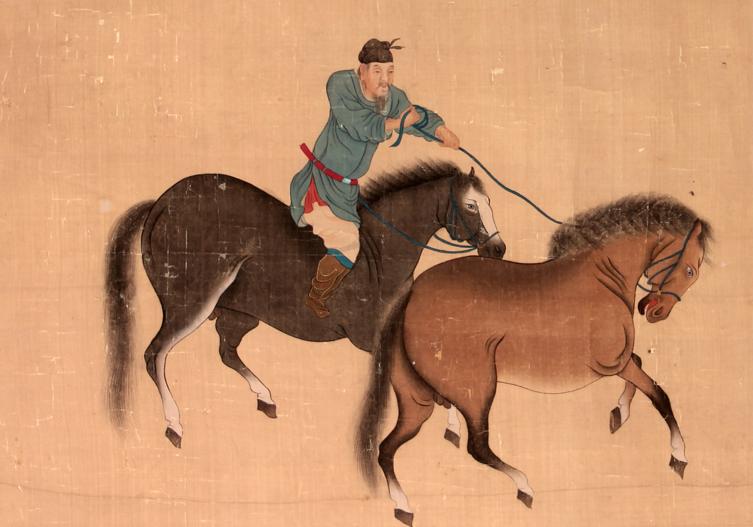 佚  名 奔马图镜片
